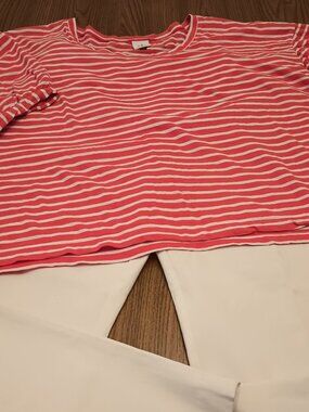 Cabi Size XL Orange Striped Knit Top